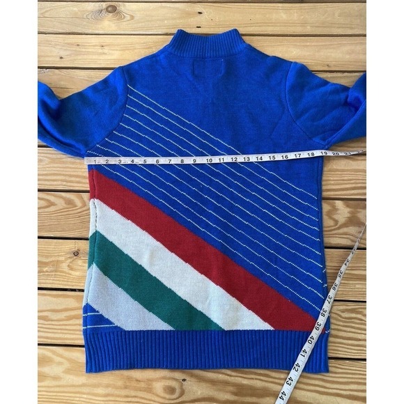 Tipsy Elves Graphic Skier Sweater Size Small Men’s Blue 1/4 Zip - Picture 6 of 7